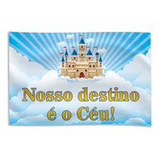 Painel Em Lona Nosso Destino É O Céu 2,00m X 1,50m Religioso Foto mini 1