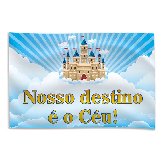 Painel Em Lona Nosso Destino É O Céu 2,00m X 1,50m Religioso Foto 1