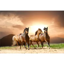Painel Em Tecido Sublimado Cavalos Puro Sangue -300x200cm Cor Colorido Foto mini 1