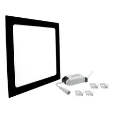 Painel Embutir 24w Quadrado Borda Preta Branco Frio Foto  mini 1