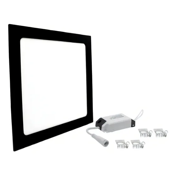 Painel Embutir 24w Quadrado Borda Preta Branco Frio Foto 1