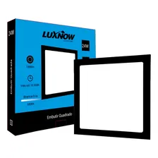 Painel Embutir 24w Quadrado Borda Preta Branco Frio Foto mini 4