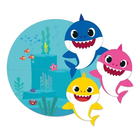 Painel Festa Baby Shark Gigante 4 Lâminas - Cromus - Rizzo Foto 1