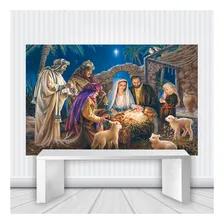 Painel Festa Natal Presépio Jesus 150x100cm Retangular Lona Foto mini 1
