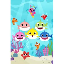 Painel Festa Retangular Para Casado 1,5x2,2m Baby Shark Foto mini 1