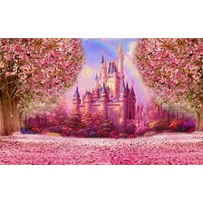 Painel Festa Tecido Horizontal Castelo Rosa 4x2,5 RT-1608 Foto mini 1