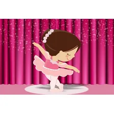 Painel Infantil Lona 100x070 Bailarina Palco Cortina Rosa Foto mini 1