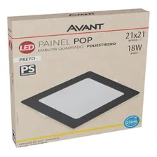 Painel Led Pop Quadrado Embutir Avant 18w 3000k Preto 5 Und Foto mini 3