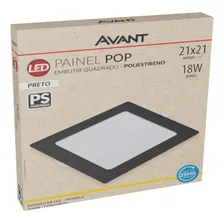 Painel Led Pop Quadrado Embutir Avant 18w 3000k Preto 5 Und Foto mini  3