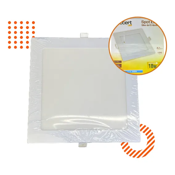 Painel Led Slim Embutir 18w 6500k Bivolt Quadrado-accert Led Foto 1