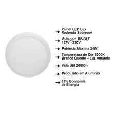 Painel Led Sobrepor Redondo 24w Bivolt 3000k Taschibra Foto mini 4