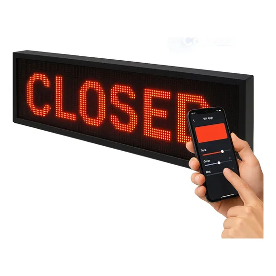 Painel Letreiro Led P10 130x20cm Wifi App Bivolt 127/220v Foto 1