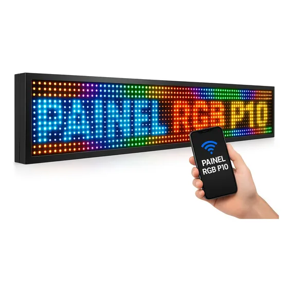 Painel Letreiro Led Rgb 130x20cm Wifi Via App A Prova D Agua Foto 1