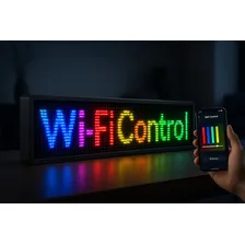 Painel Letreiro Led Rgb Wifi App 70x20cm P10 Colorido Foto  mini 1