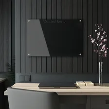 Painel Lousa De Vidro Temperado Preta 120x70cm Com Led Cor Preto Foto mini  3