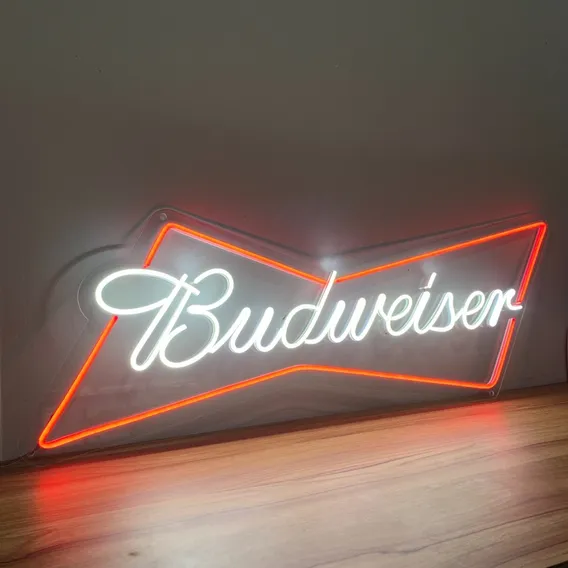 Painel Neon Led Luminária Bar Restaurante Budweiser 88x31cm Foto 1