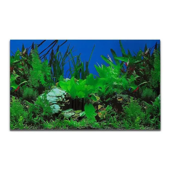 Painel Para AquƔrios Fundo Azul E Plantas Pp-081 30x200cm Foto 1