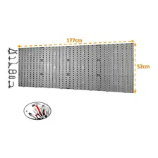 Painel Para Ferramentas 177x52 Plástico Com 72 Ganchos Cinza Foto mini 1