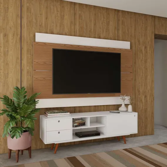 Painel Para Tv 60 Polegadas Coventry I Freijó Com Off White Foto 1
