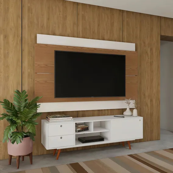 Painel Para Tv 60 Polegadas Coventry I Freij贸 Com Off White Foto 1