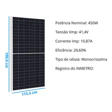 Painel Placa Solar Fotovoltaico 450w Monocristalino Cabos Foto mini 4