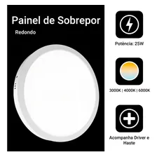 Painel Plafon 25w Led Redondo RY Painel Plafon Sobrepor Branco/Neutro Teto Borda Fino N.f Cor Foto mini 4