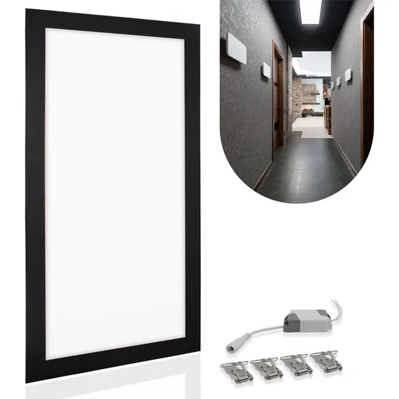 Painel Plafon Embutir Led 40w 30x60 Preto Luz Branco Frio 110v/220v (bivolt) Foto 1