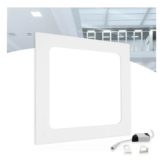 Painel Plafon Led 12w Embutir Quadrado Luminária Slim Frio Estrutura Branco-frio Foto 1