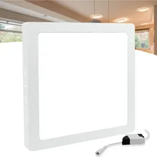 Painel Plafon Led 18w Sobrepor Quadrado Borda Fina Estrutura Branco Quente Foto  mini 1