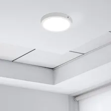 Painel Plafon Led Redondo Sobrepor 18w Taschibra Kit C/5 Pçs Estrutura Branco Frio 6500k Foto mini 4