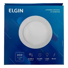Painel Plafon Led Sobrepor Redonda 24w Branco Frio Elgin 110V/220V Foto mini  3