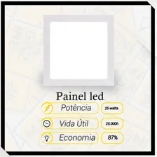 Painel Plafon Quadrad Luminária Sobrepor Led 25w Frio 110V/220V Foto mini 4