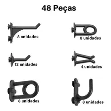Painel Preto P/ Ferramentas Plástico Perfurado + 48 Ganchos Foto mini  3