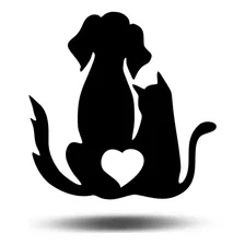 Painel Quadro Decorativo Cachorro E Gato Mdf Preto Fosco Foto mini 1