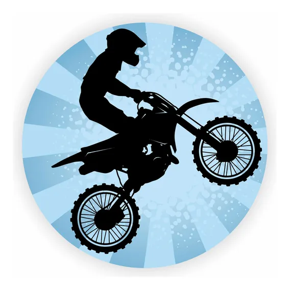 Painel Redondo Festa Aventura Motocross Azul - 150x150cm Foto 1