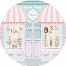 Painel Redondo Festa Doces Confeitaria Patisseri 150x150cm Foto mini 1