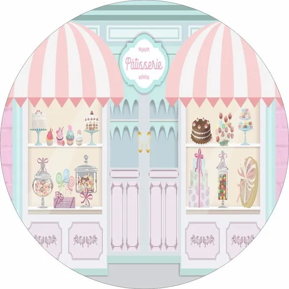 Painel Redondo Festa Doces Confeitaria Patisseri 150x150cm Foto 1