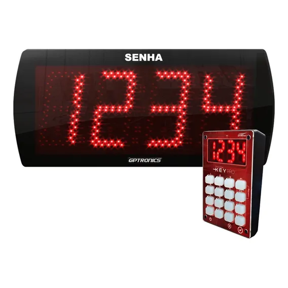 Painel Senhas 4 Dígitos Grande Teclado Fast Food Cor Vermelho Foto 1