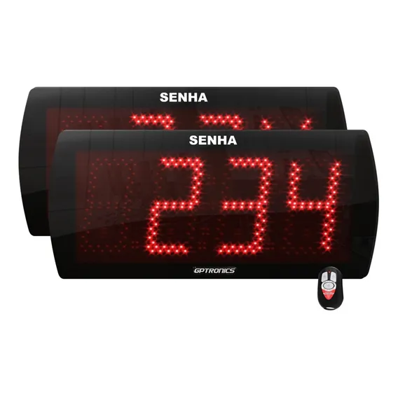Painel Senhas Led Sequencial Grande Com Painel Espelho Cor Vermelho Foto 1