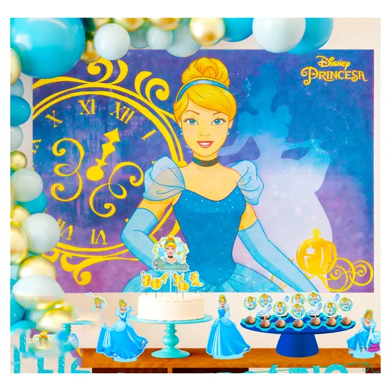 Painel Tnt Gigante Festa Cinderela Decoração 1,40m Foto 1