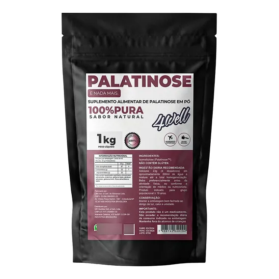 Palatinose isomaltulose 1kg 4well Carboidratos Foto 1