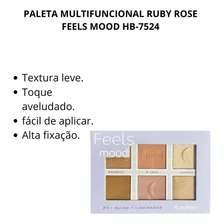 Paleta De Pó, Blush E Iluminador Feels Mood Hb-7524 Ruby Rose Foto mini  3