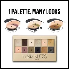 Paleta De Sombras Maybelline 24k Nudes Naked 12 Cores Cor da sombra Brillante, metálico Foto mini  3