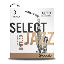Palheta Sax Alto Select Jazz Unfiled Rico Daddario 3m Cx/10 Foto  mini 1