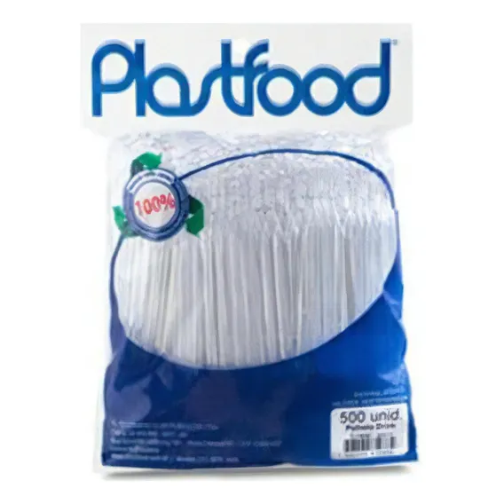 Palheta Slim Cristal Para Drink 500und Plastfood Foto 1