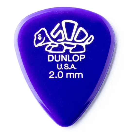 Palhetas Dunlop Delrin 500 2,0mm - 12 Un Cor Azul Tamanho Pesado Foto 1