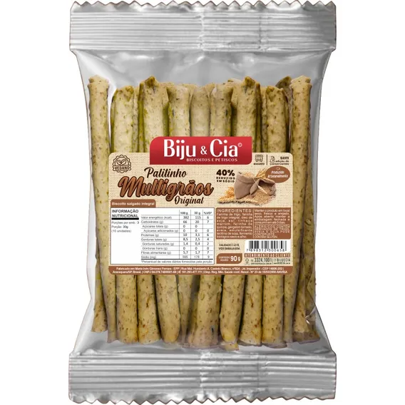 Palitinho Salgado Integral Biju & Cia Palitinho 90 g pacote x 40 u Foto 1