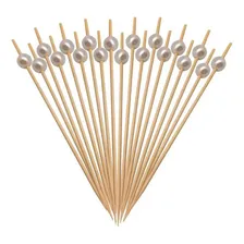 Palito Bambu Petisco Bolinha 12cm C/20 Un Resistente Cor Perolado Branco Palito Petisco Bolinha Foto mini  3