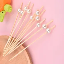 Palito Bambu Petisco Bolinha 12cm C/20 Un Resistente Cor Perolado Branco Palito Petisco Bolinha Foto mini  2