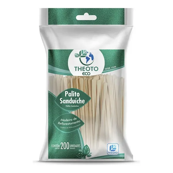 Palito Para Sanduiche Petiscos Em Madeira C/ 200 Unidades theoto Foto 1